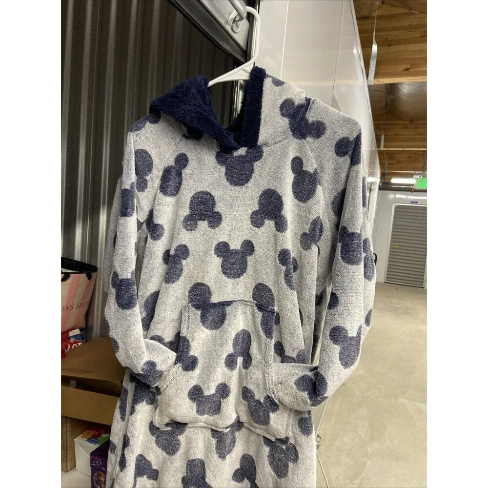 Disney Mickey Mouse Silhouette Blue Plush Hooded Nightgown Size M - Picture 12 of 16
